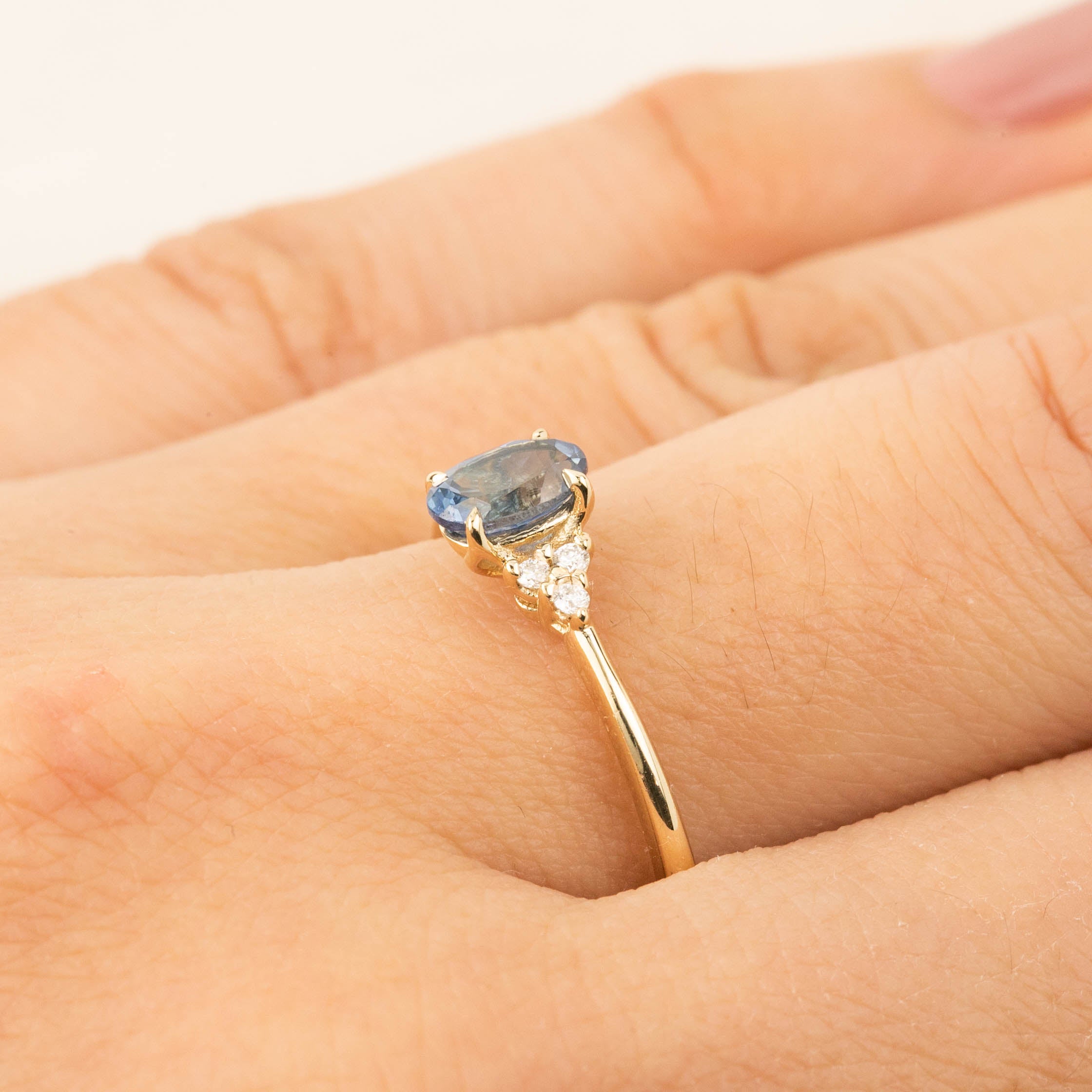 【即日配送】テレサリング ・0.55ct・モンタナ産ティールブルーサファイア・K14YG