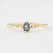 Estel Ring 0.3ct Unheated Oval Blue Green Sapphire, 14k yellow gold