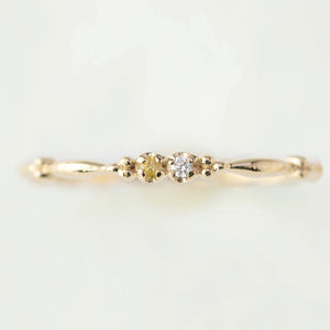 14K Gold Rubette Double Birthstone Ring