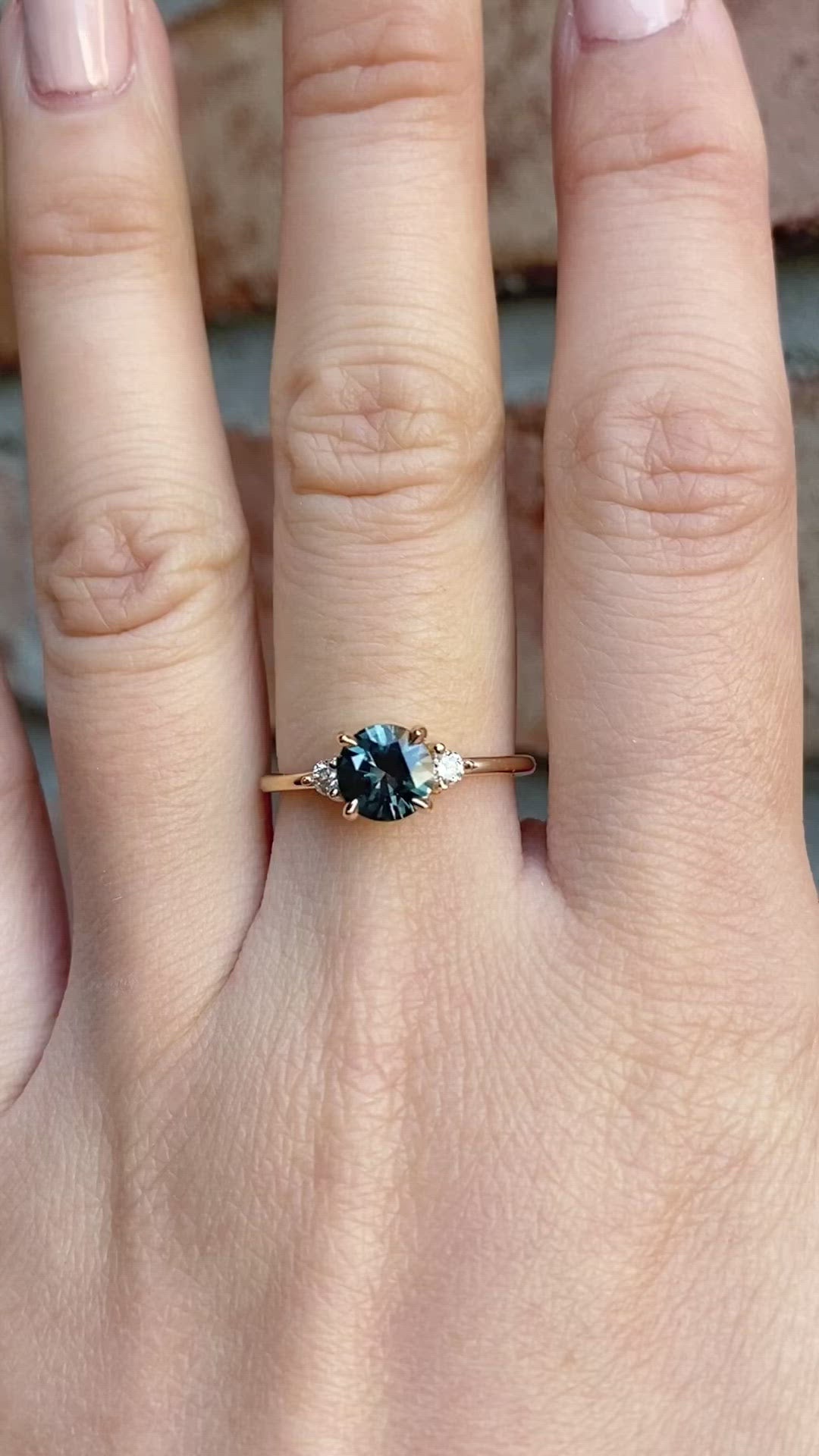 Emilie Ring 1.12ct Green Blue Round Montana Sapphire Ring, 14k Yellow Gold (One of a kind)