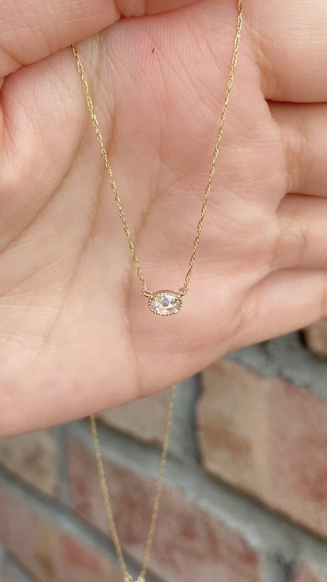 Dahlia Rose Cut Diamond Solitaire Necklace (One of a kind)