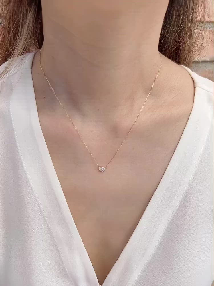 Dahlia Rose Cut Diamond Solitaire Necklace (One of a kind)