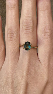 1.58ct Oval Cut Blue Green Queensland Sapphire