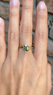 1.16ct Emerald Cut Light Green Montana Sapphire