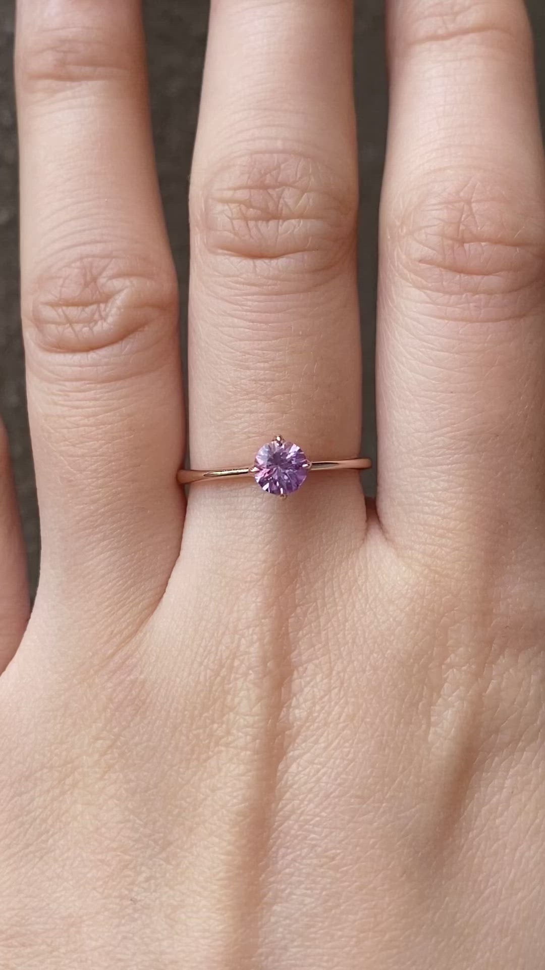Alice Ring 0.67ct Pink Purple Tanzania Sapphire, 14K Rose Gold (One of a kind)