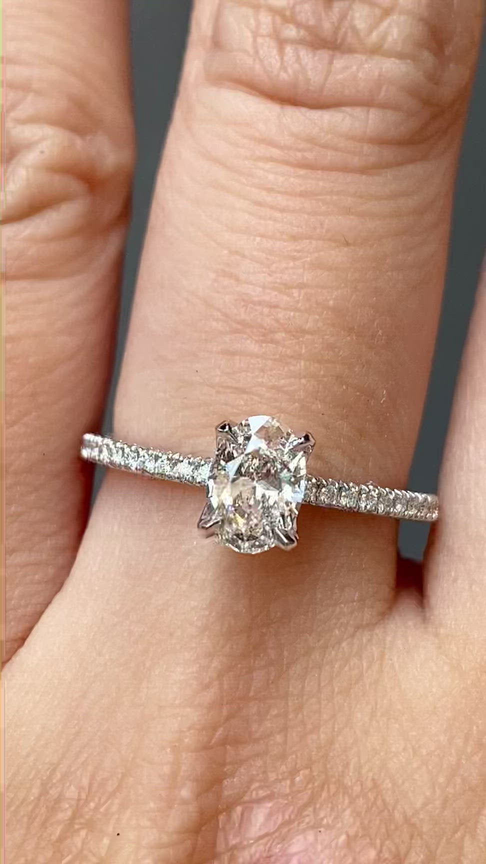 Maria Ring, GIA certified 0.70ct Oval Brilliant Cut Diamond, 14k White Gold (One of a kind)