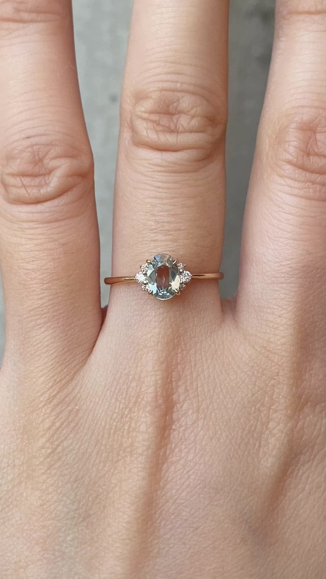 Lena Ring 0.73ct Light Green Madagascar Sapphire, 14K Yellow Gold (One of a kind)