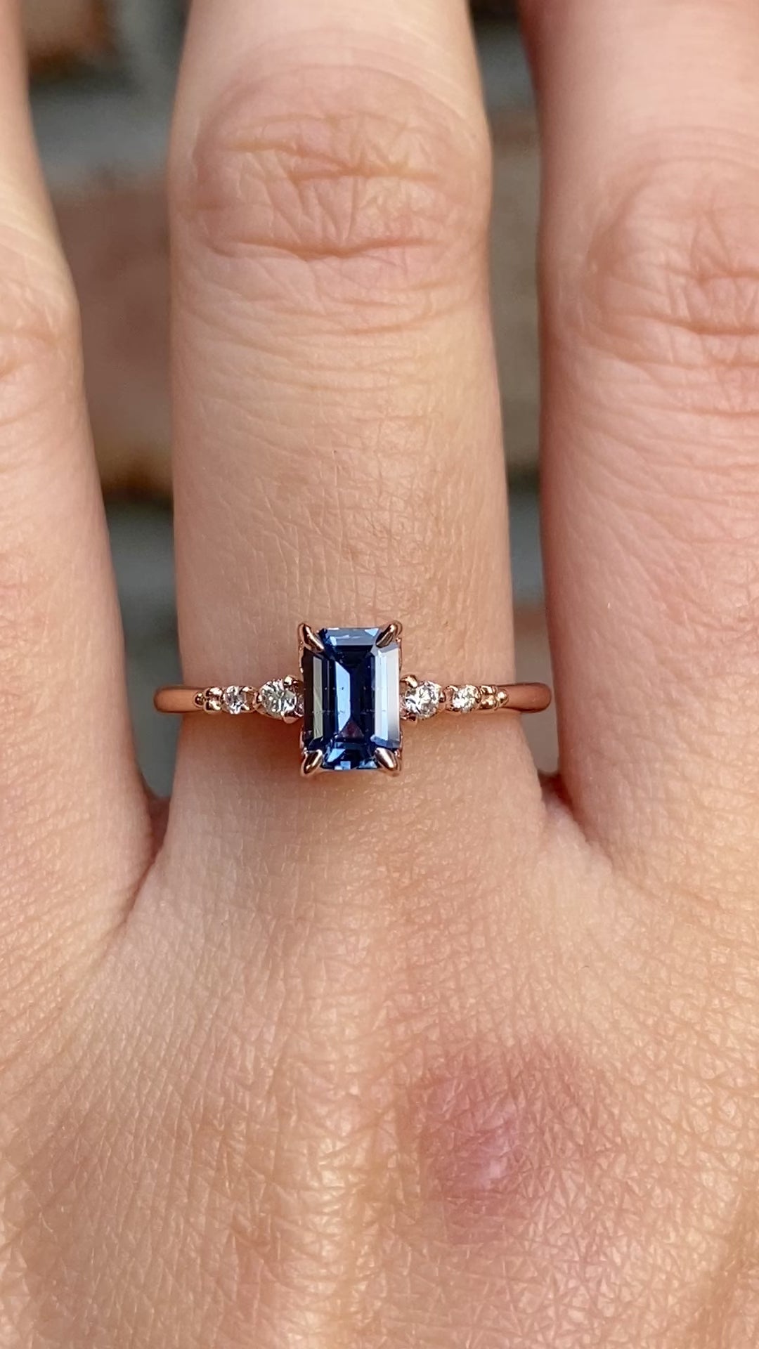 Estel Fleur Four Prongs Ring 0.8ct Blue Montana Sapphire, 14K Rose Gold (One of a kind)
