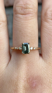 Estel Fleur Four Prongs Ring 0.67ct Light Green Montana Sapphire, 14K Yellow Gold (One of a kind)