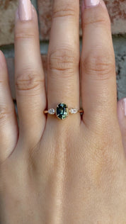 Diana Ring 1.20ct Unheated Oval Green Queensland Sapphire (One of a kind)