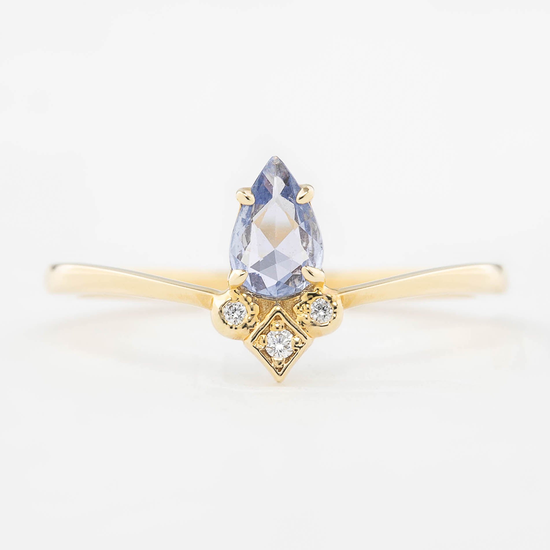 Genevie Ring - 0.35ct Teardrop Unheated Blue Sapphire (One of a kind)