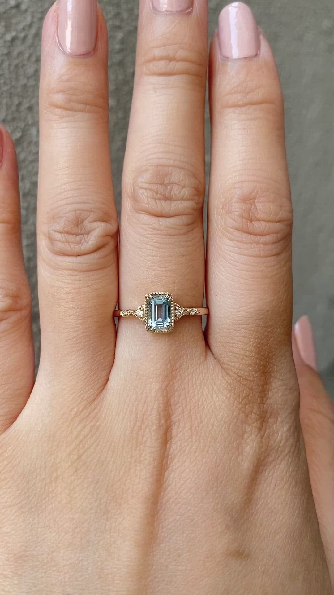 【即日配送】アガサリング・0.60ct・アクアマリン・K14YG