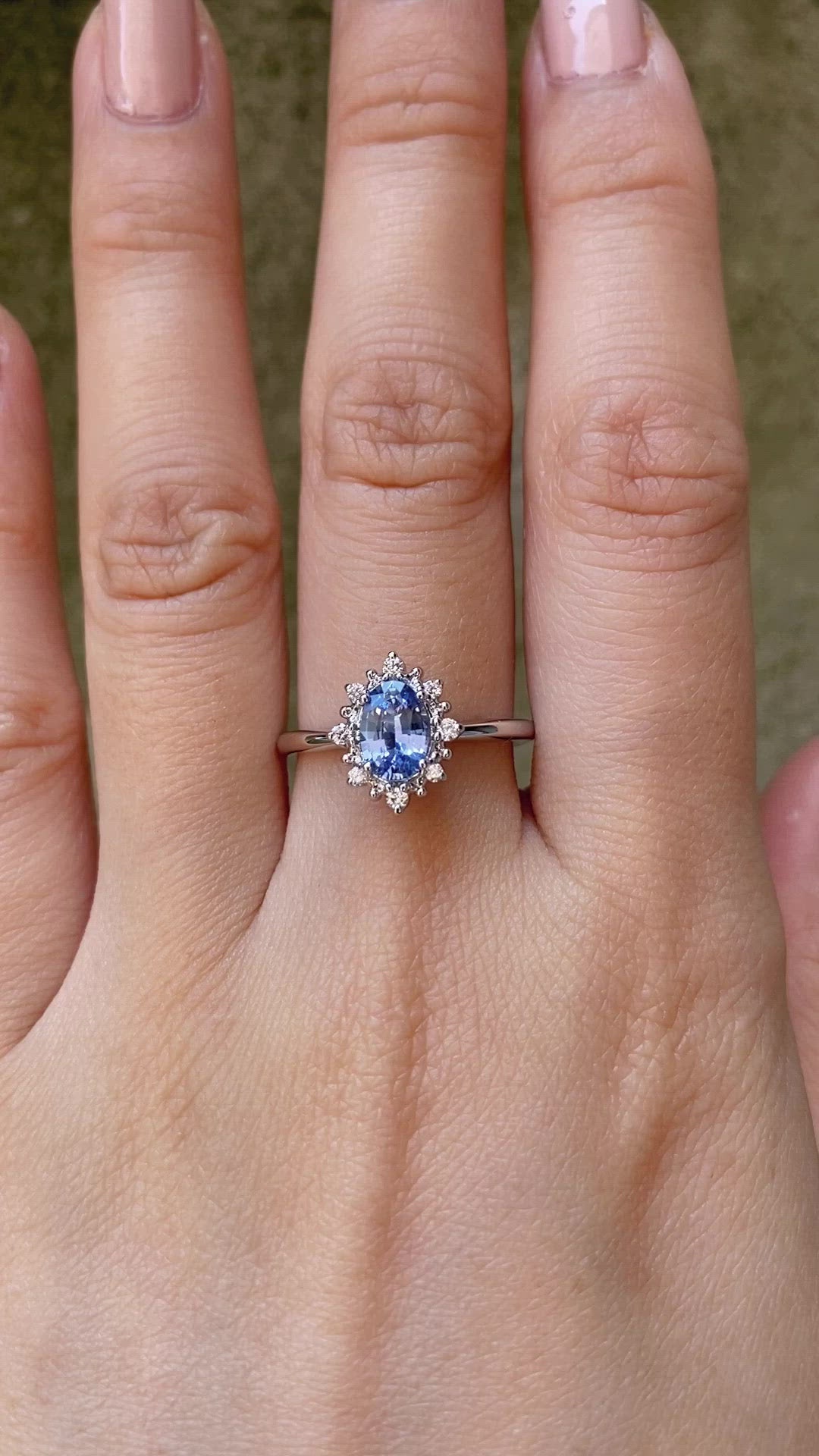 Victoria Ring - 0.80ct Light Blue Sapphire, 14k White Gold (One of a kind)