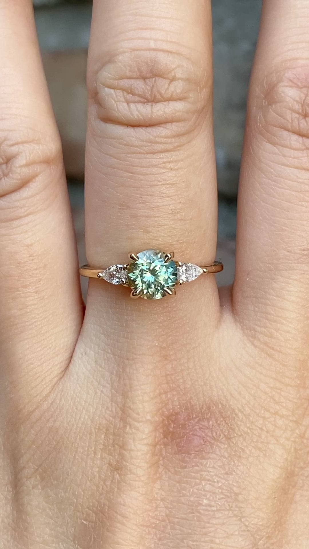 【即日配送】オリヴィアリング ・1.42ct・加熱モンタナ産グリーンサファイア・K14YG