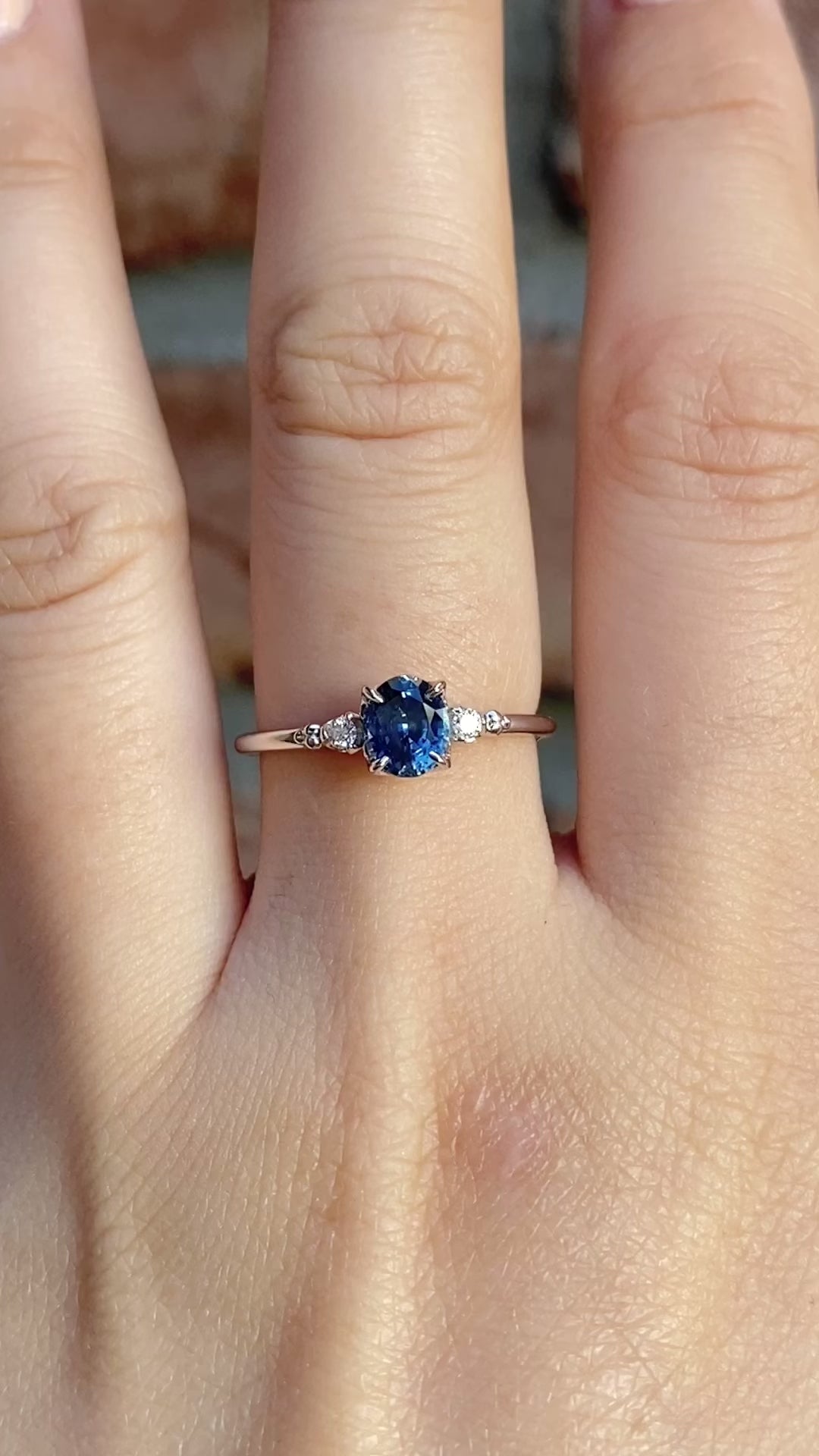 Estel Ring 6x5mm 0.80ct Oval Blue Montana Sapphire, 14k White Gold