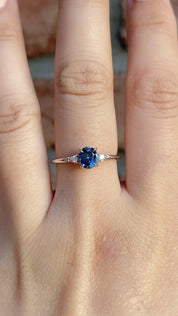 Estel Ring 6x5mm 0.80ct Oval Blue Montana Sapphire, 14k White Gold