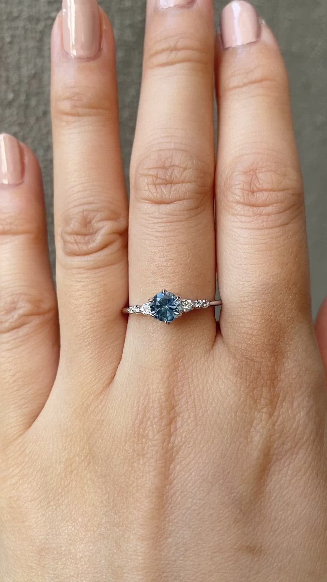 Estel Fleur Six Prongs Ring 0.78ct Blue Montana Sapphire, 14k White Gold (One of a kind)
