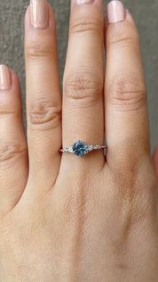 Estel Fleur Six Prongs Ring 0.78ct Blue Montana Sapphire, 14k White Gold (One of a kind)