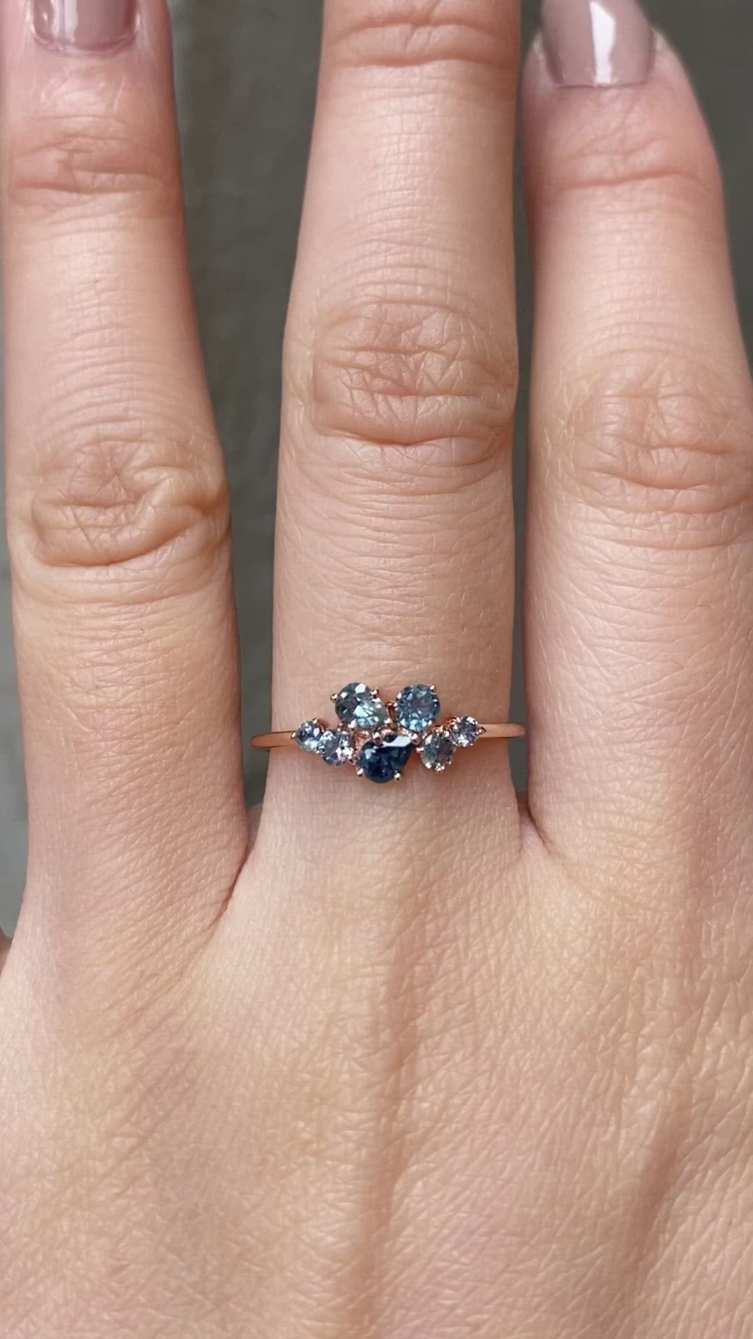Seven Stones Stardust Cluster Ring, 14k rose gold