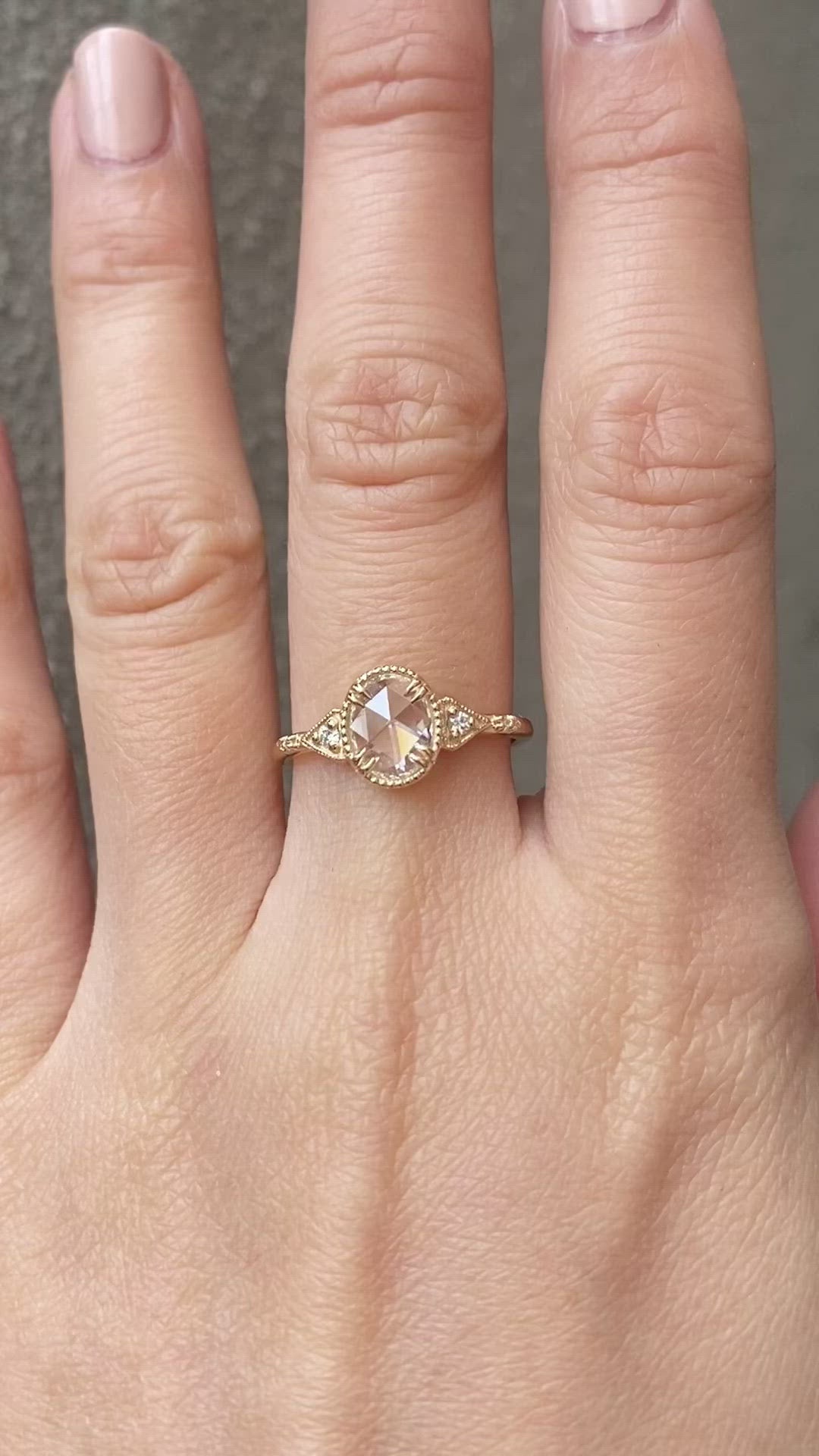 Agatha Ring, Oval Rose Cut Diamond