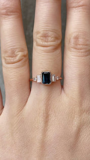 Edith Ring 1.19ct Teal Blue Queensland Sapphire, 14K Rose Gold (One of a kind)