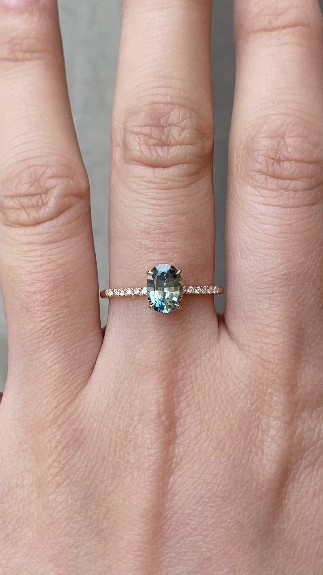 Audrey Ring 1.25ct Light Blue Green Montana Sapphire, 14K Yellow Gold (One of a kind)