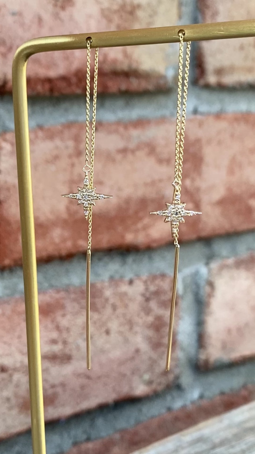 Starburst Diamond Threader Earrings
