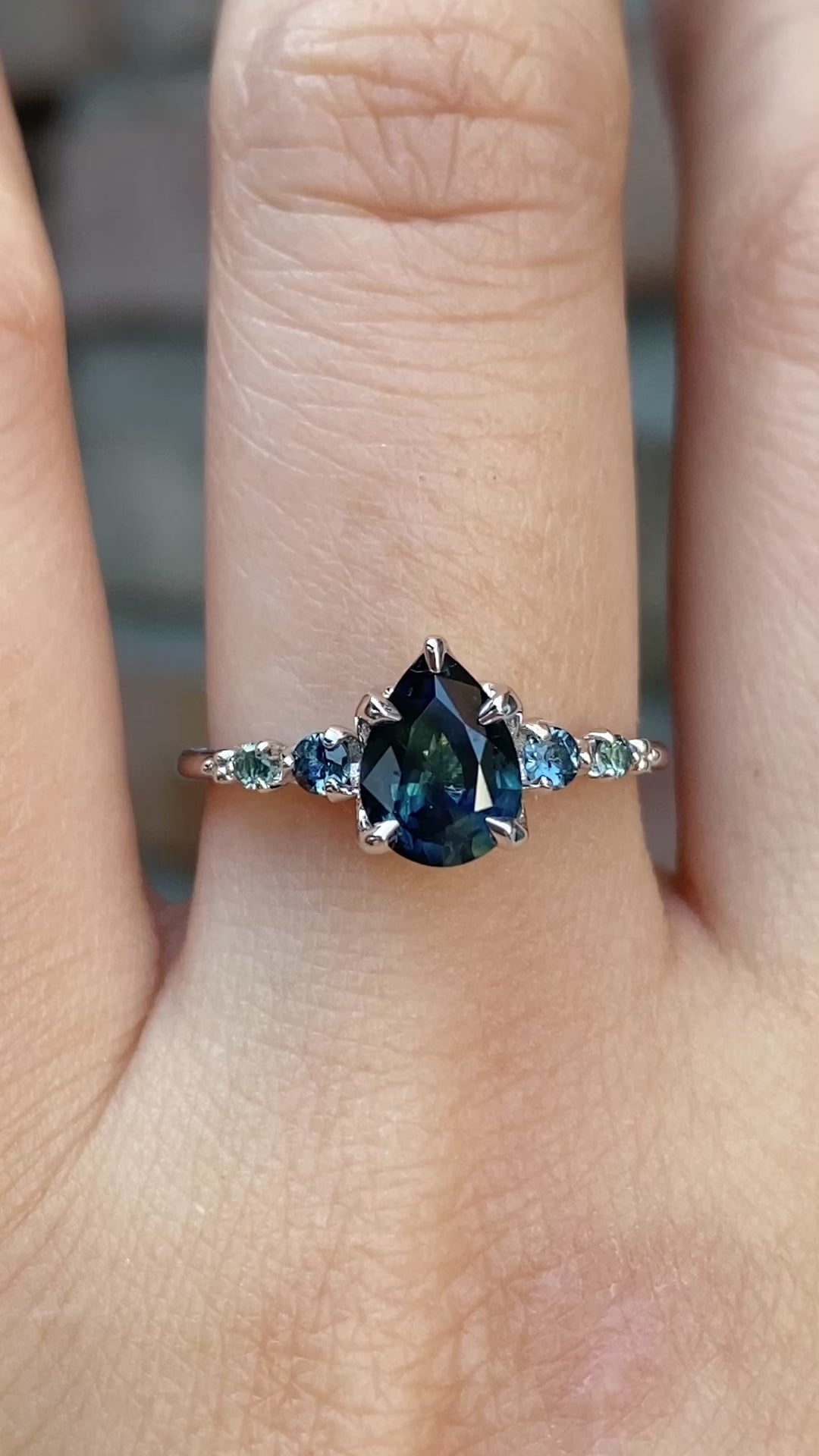 Estel Fleur Ring, 1.05ct Green Montana Sapphire, 14K White Gold (One of a kind)