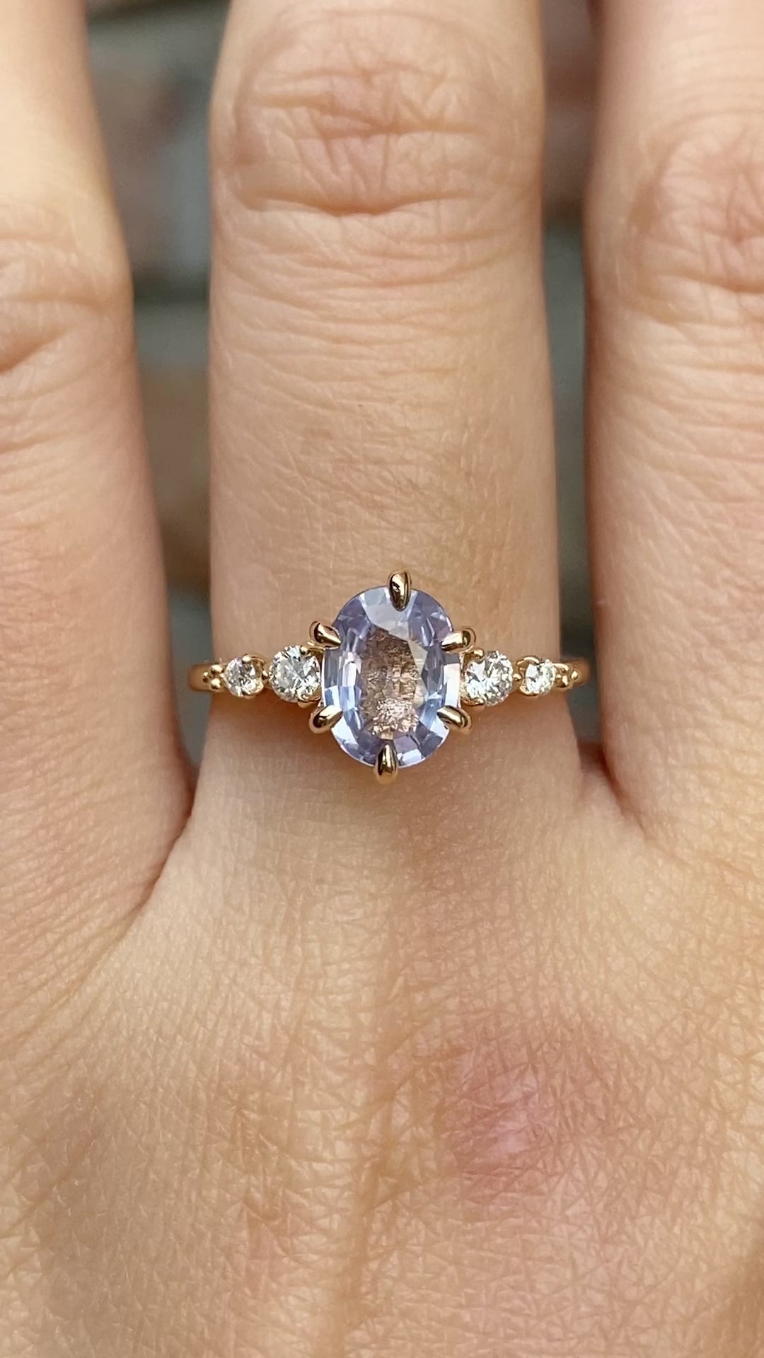 【即日配送】エステルフルールリング ・1.36ct・非加熱ラベンダーブルーサファイア・K14YG