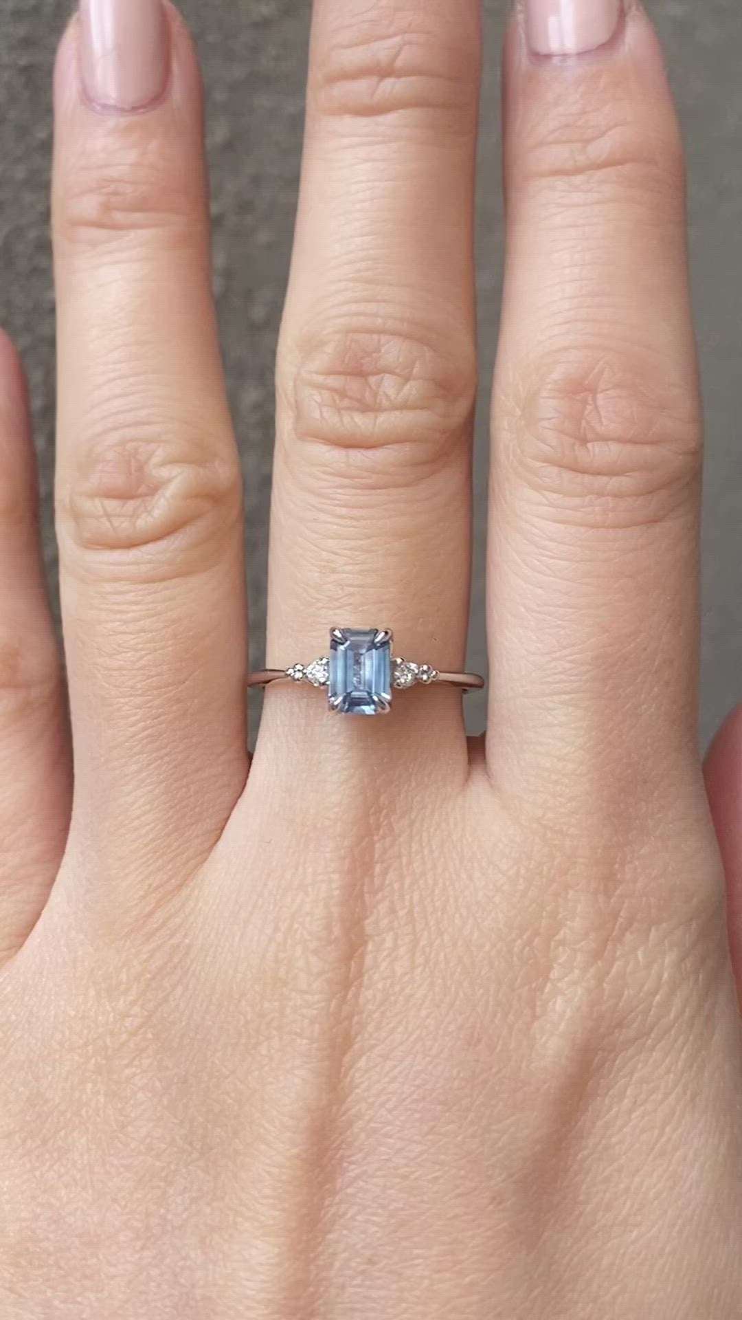 Estel Ring 0.80ct Light Blue Emerald Montana Sapphire, 14k White Gold (One of a kind)