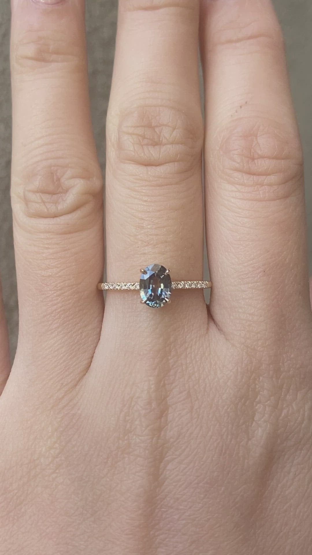 Audrey Ring 0.97ct Light Blue Green Oval Montana Sapphire (One of a kind)