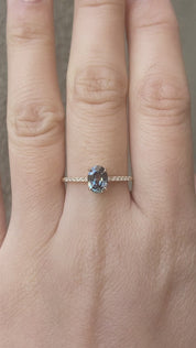 Audrey Ring 0.97ct Light Blue Green Oval Montana Sapphire (One of a kind)