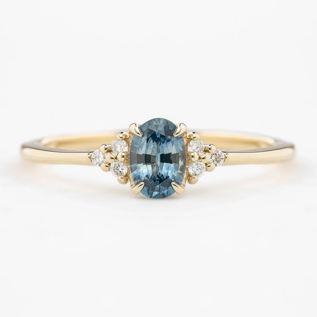 【即日配送】テレサリング ・0.55ct・モンタナ産ティールブルーサファイア・K14YG