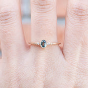 Estel Ring 0.3ct Unheated Oval Blue Green Sapphire, 14k yellow gold