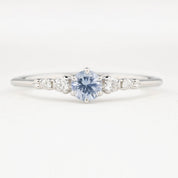 Estel Fleur Six Prongs Ring 4mm 0.30ct Light Blue Round Ceylon Sapphire, 14K White Gold
