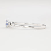 Estel Fleur Six Prongs Ring 4mm 0.30ct Light Blue Round Ceylon Sapphire, 14K White Gold