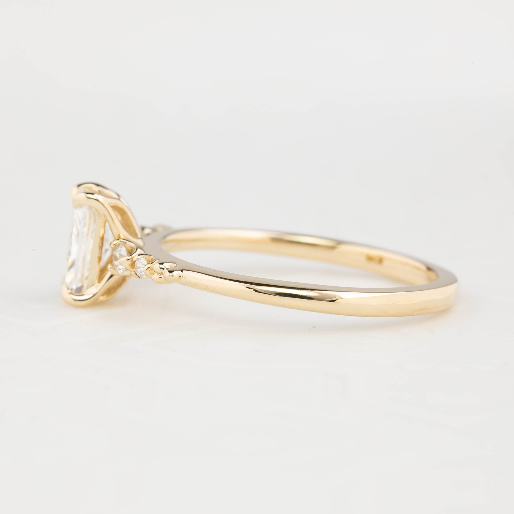 Estel Fleur Four Prongs Ring, GIA Certified 0.71ct Radiant Diamond, 14K Yellow Gold (One of a kind)