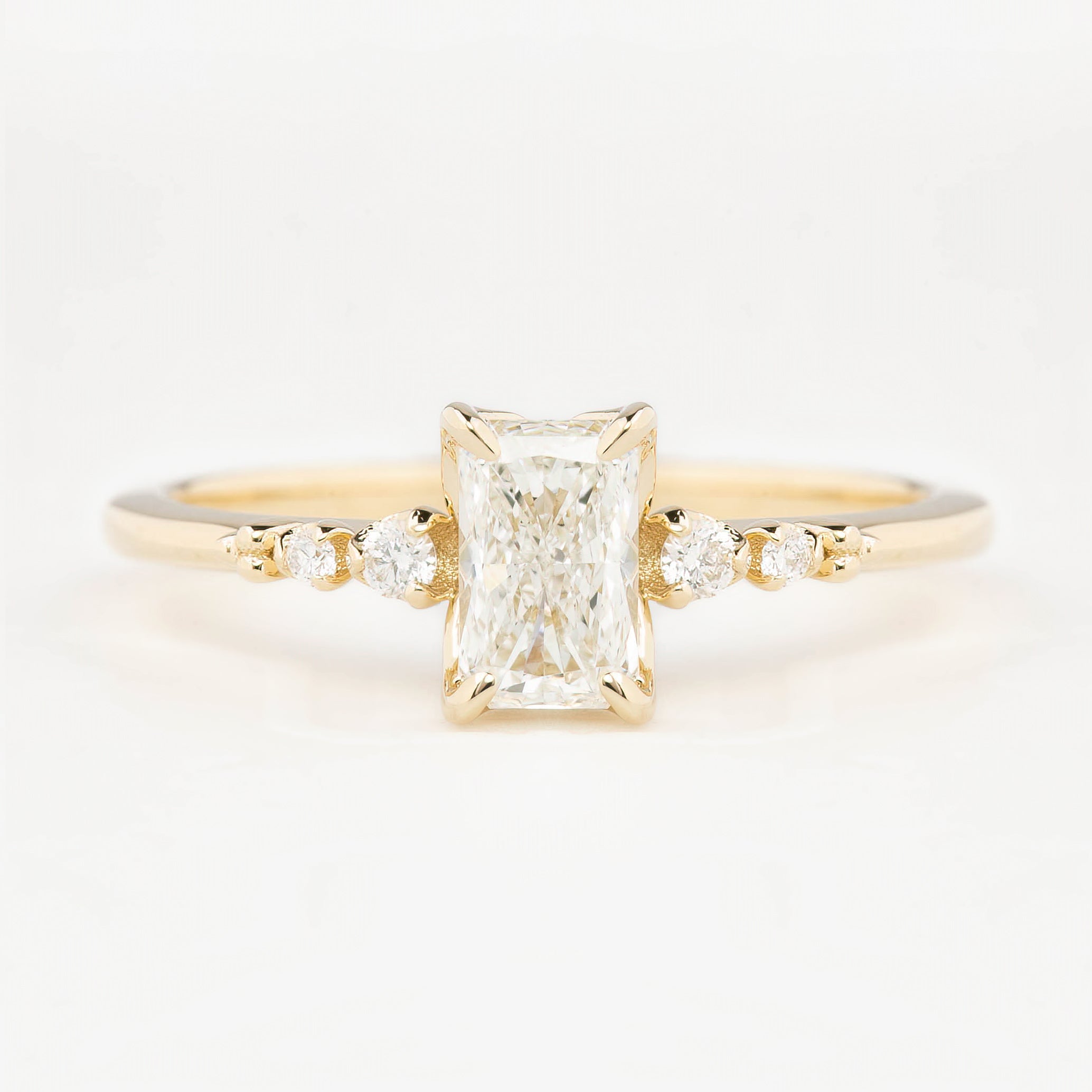 Estel Fleur Four Prongs Ring, GIA Certified 0.71ct Radiant Diamond, 14K Yellow Gold (One of a kind)