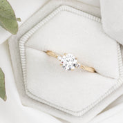 Estel Ring 0.80ct Round Lab Diamond, 14K Yellow Gold, GCAL Certified (One of a kind)