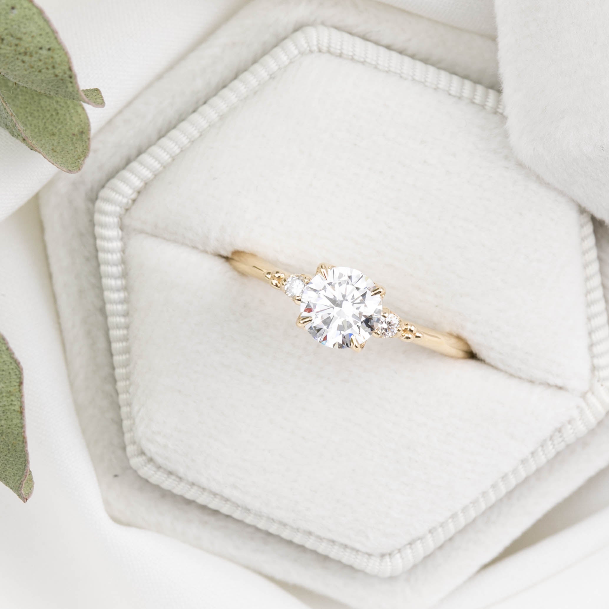 Estel Ring 0.80ct Round Lab Diamond, 14K Yellow Gold, GCAL Certified (One of a kind)