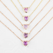 Pink Sapphire Heart Necklace 14k Gold