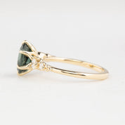 Estel Fleur Grand Ring, 2.46ct Unheated Teal Blue Queensland Sapphire