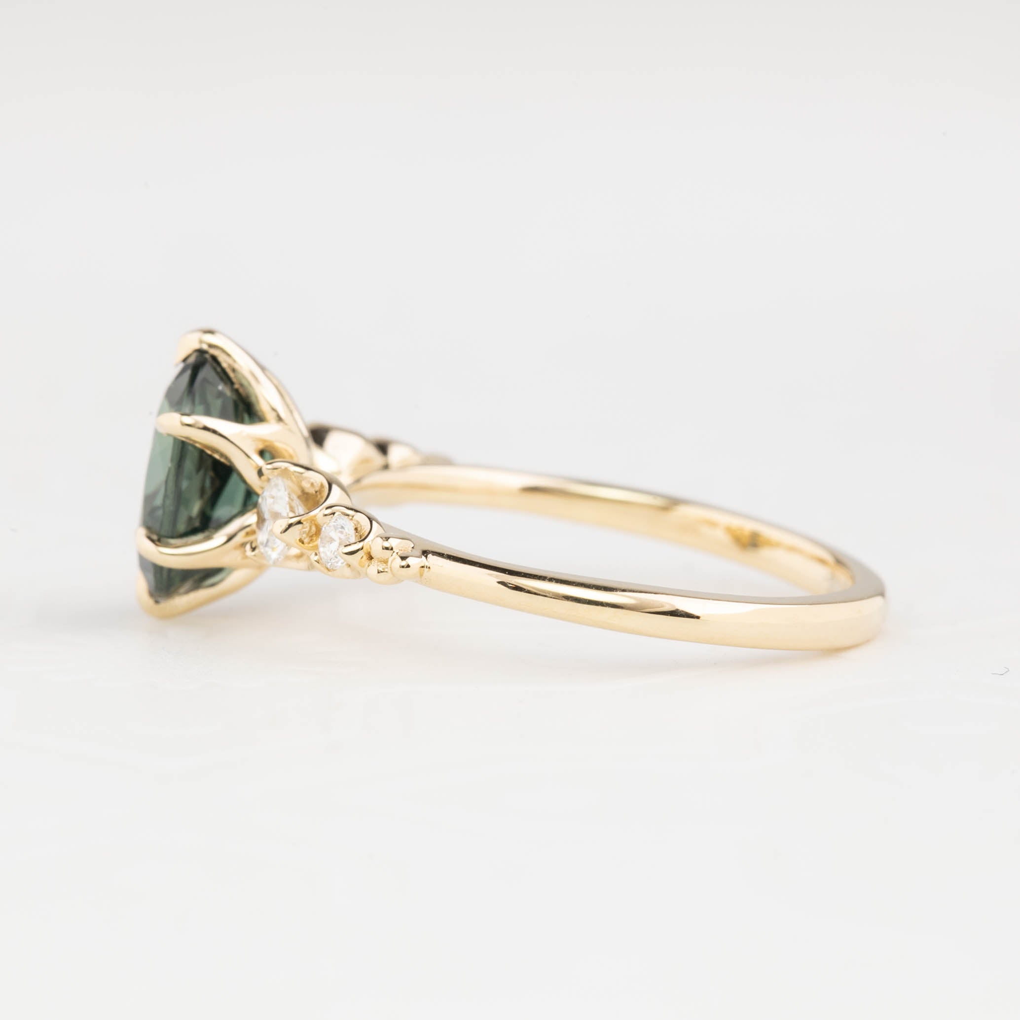 Estel Fleur Grand Ring, 2.46ct Unheated Teal Blue Queensland Sapphire