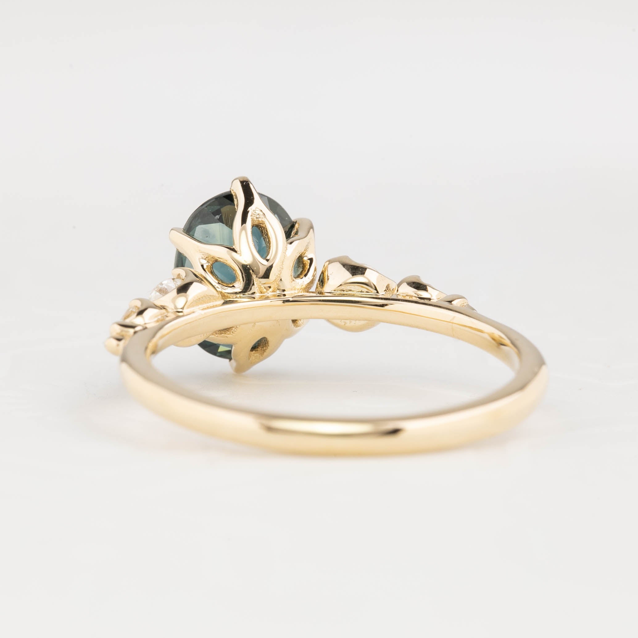 Estel Fleur Grand Ring, 2.46ct Unheated Teal Blue Queensland Sapphire