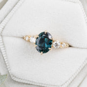 Estel Fleur Grand Ring, 2.46ct Unheated Teal Blue Queensland Sapphire