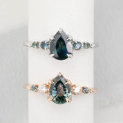 Estel Fleur Ring, 1.05ct Green Montana Sapphire, 14K White Gold (One of a kind)