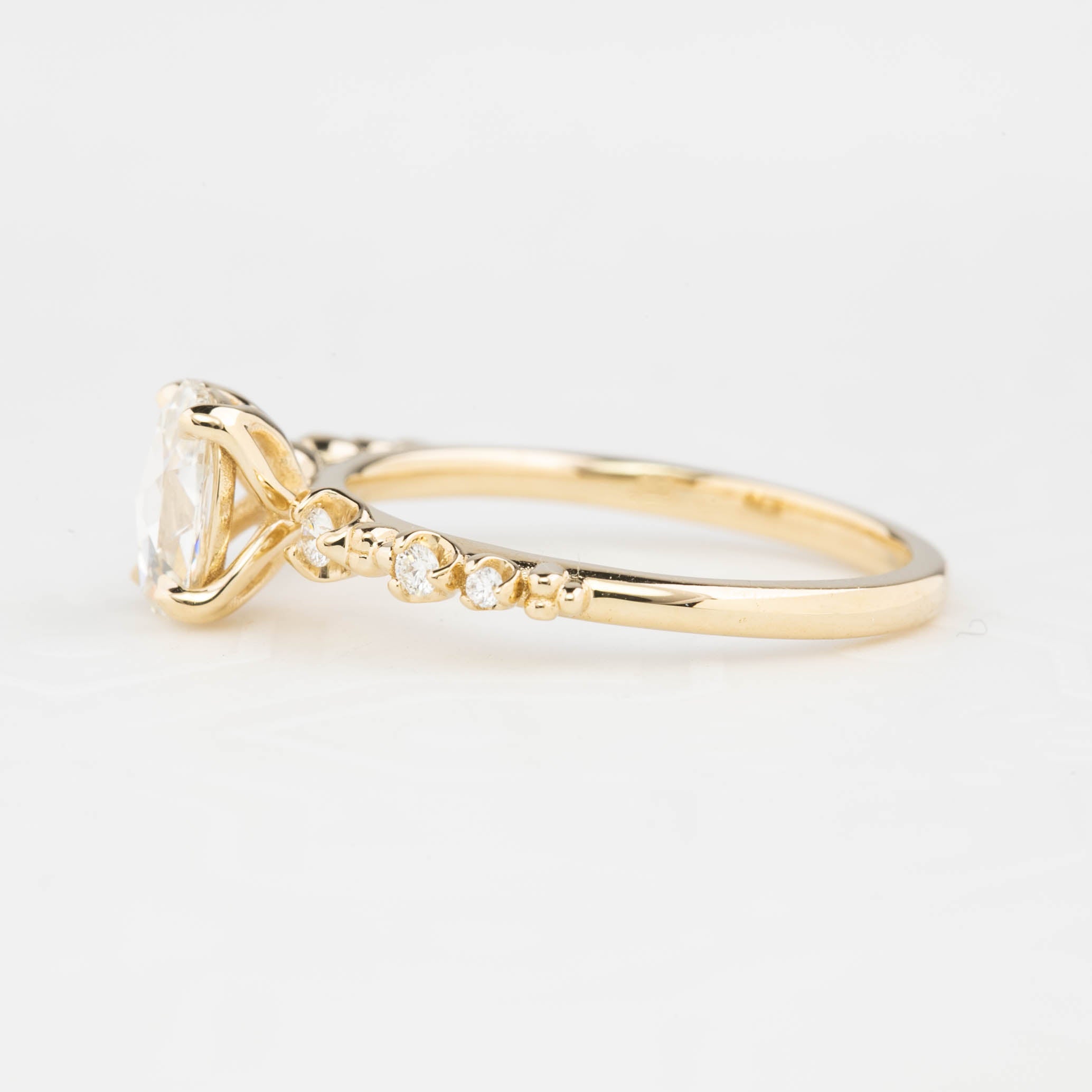 Wisteria Ring, 0.63ct Oval Rose Cut Diamond, 14k Yellow Gold (One of a kind)