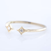 Double Star Diamond Open Ring
