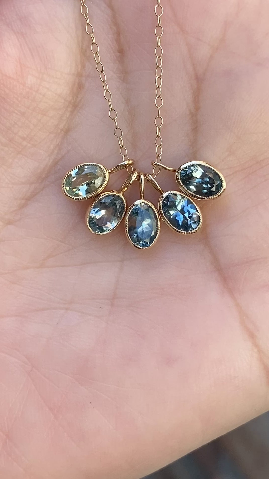 Bezel Set Charm Necklace, Montana Sapphire (Charm option)