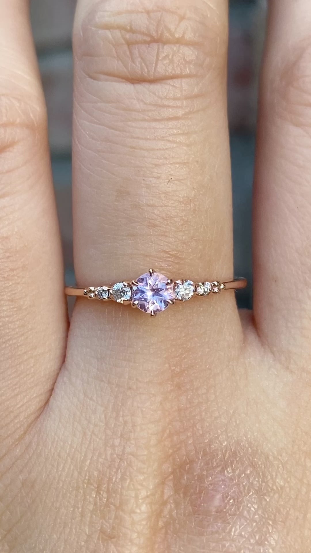 Estel Fleur Ring, 0.30ct Purplish Madagascar Sapphire